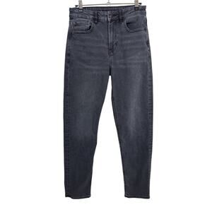 American Eagle Mom Jeans Womens 2 Black High Rise Tapered Stretch